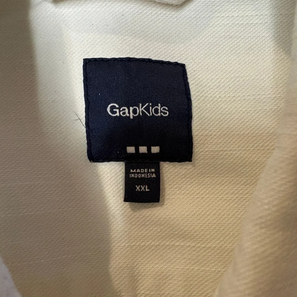 Gap‎ Kids Girl's White Denim Jacket Cropped Front Classic Trucker Size XXL